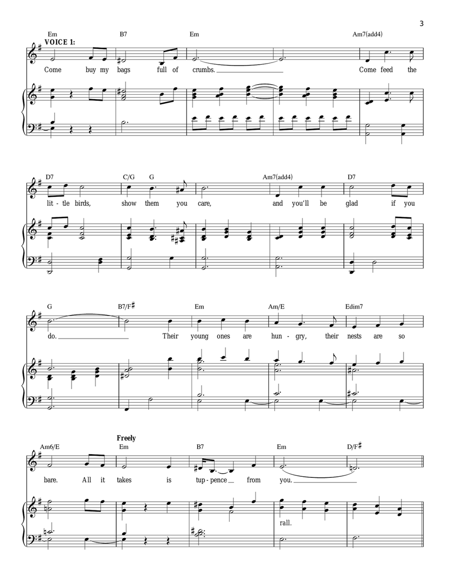 Feed The Birds (Tuppence A Bag) (from Mary Poppins) Piano scores gallery preview page 3