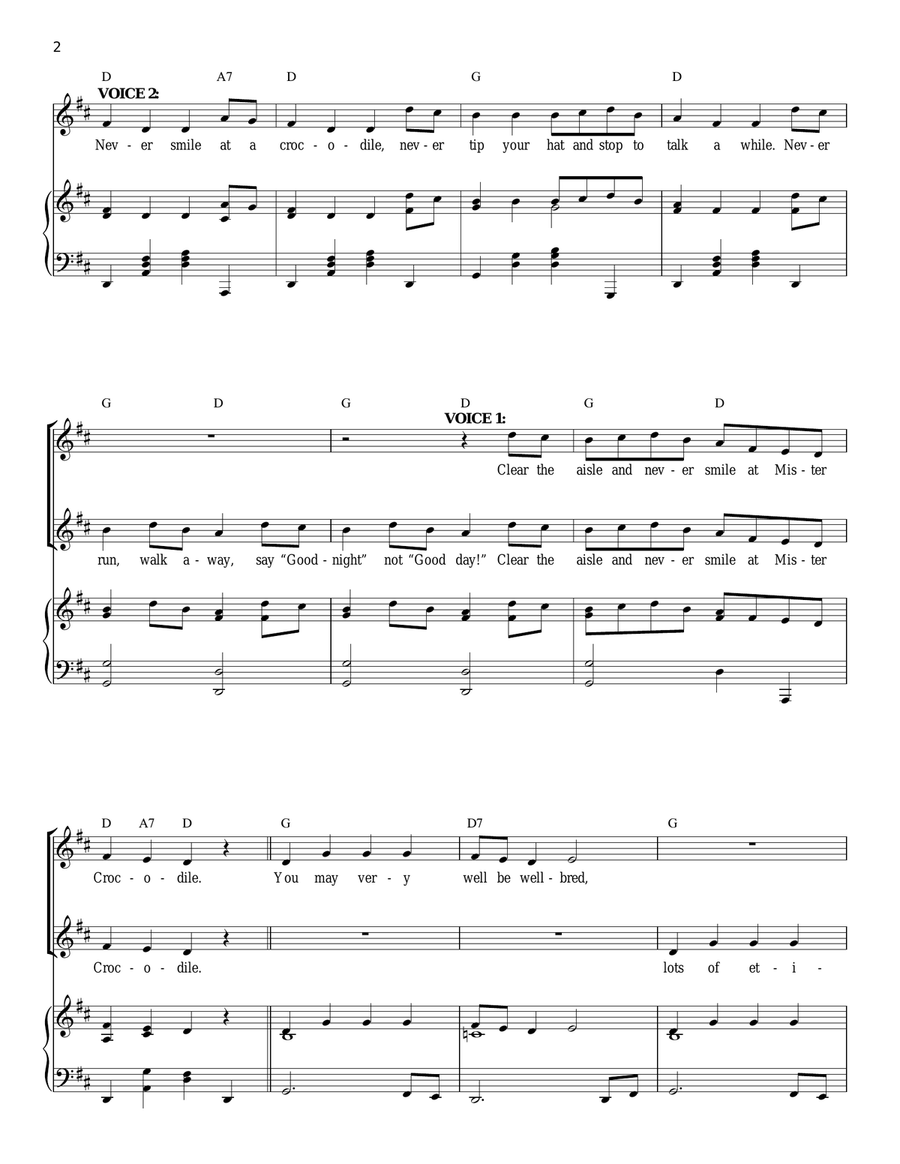 Never Smile At A Crocodile Vocal Duet scores gallery preview page 2