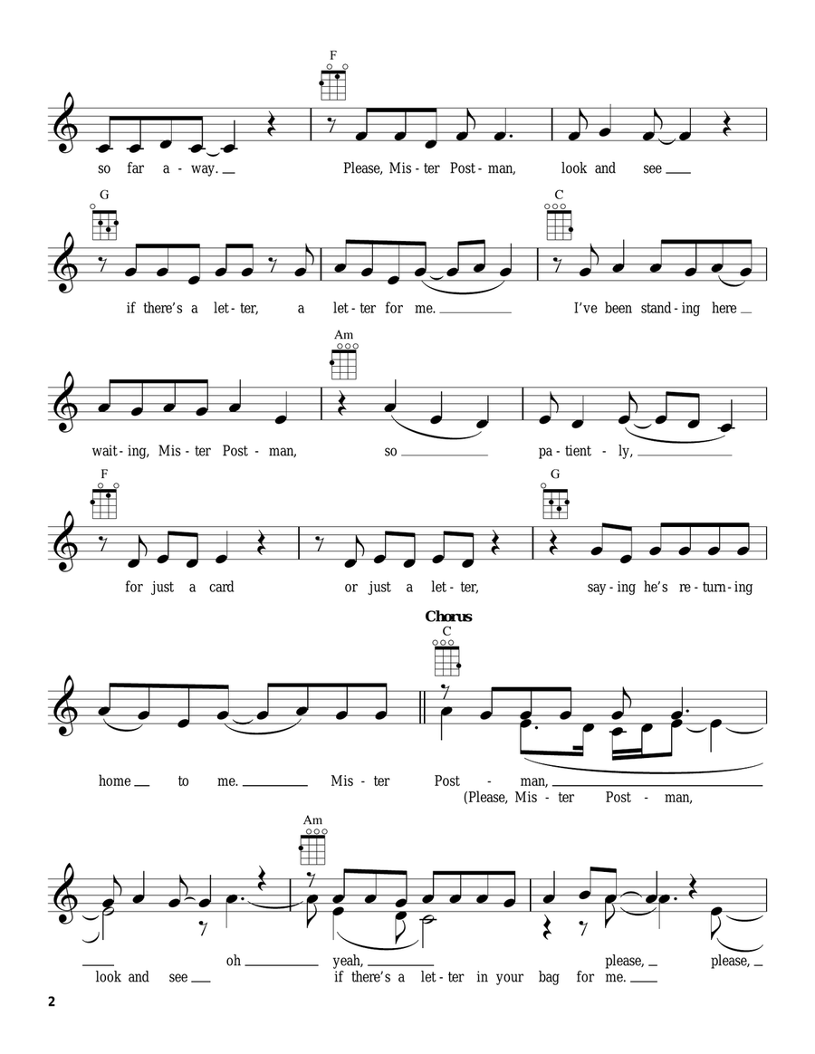 Please Mr. Postman Please Mr. Postman Ukulele scores gallery preview page 2