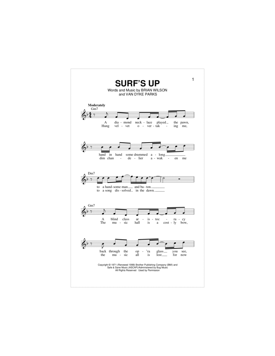Surf's Up Piano scores gallery preview page 1