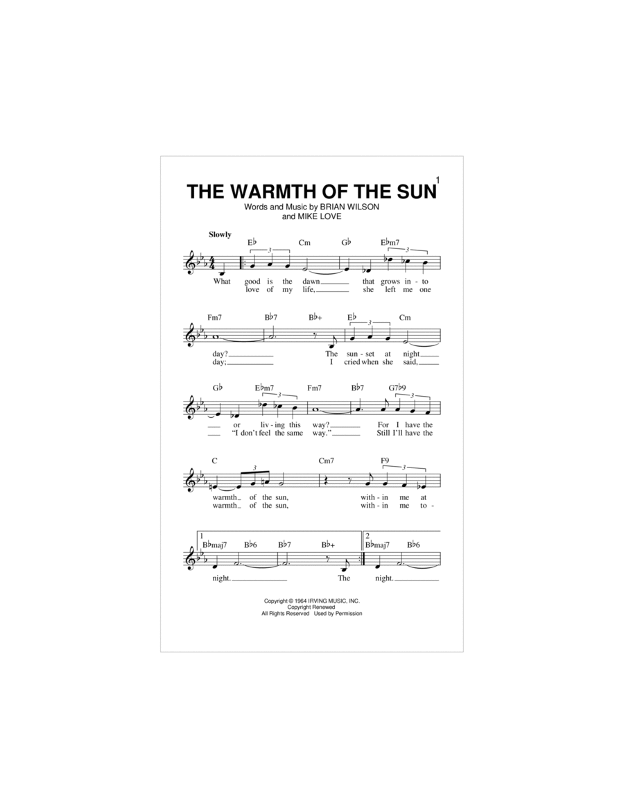 The Warmth Of The Sun Piano scores gallery preview page 1