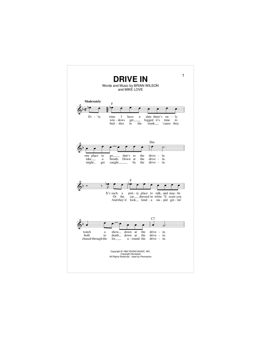 Drive In Piano scores gallery preview page 1