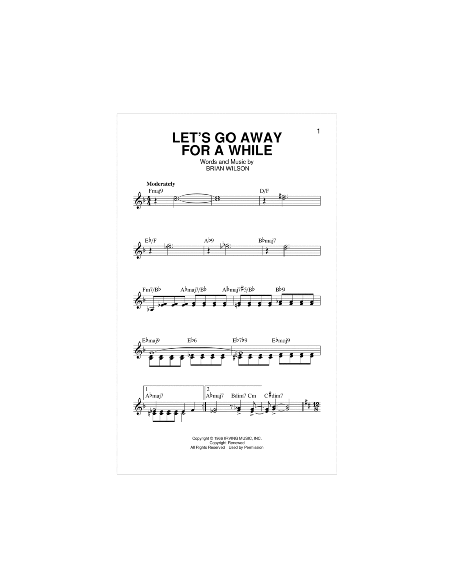 Let's Go Away For A While Piano scores gallery preview page 1