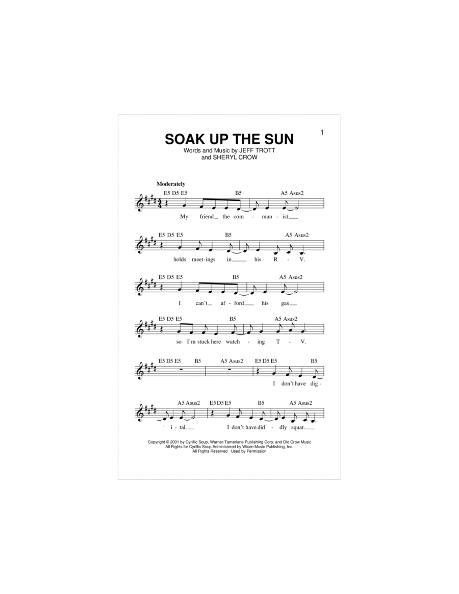 Soak Up The Sun Piano scores gallery preview page 1