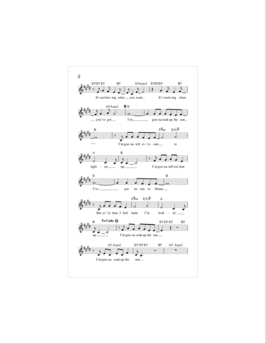Soak Up The Sun Piano scores gallery preview page 2
