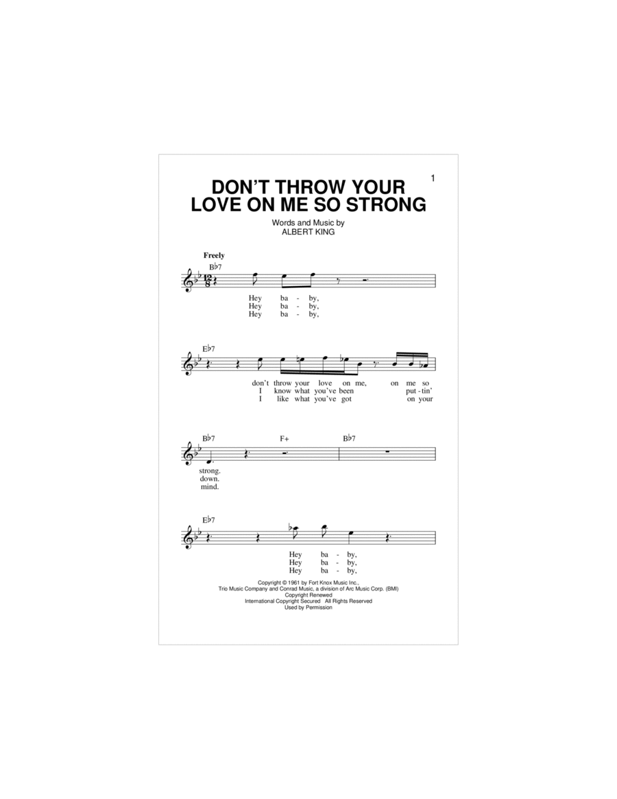 Don't Throw Your Love On Me So Strong Electric Guitar scores gallery preview page 1