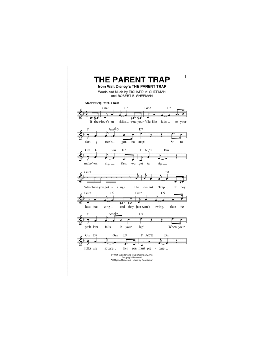 The Parent Trap Piano scores gallery preview page 1