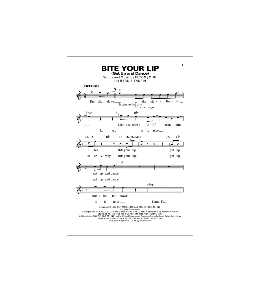 Bite Your Lip (Get Up And Dance) Acoustic Guitar scores gallery preview page 1