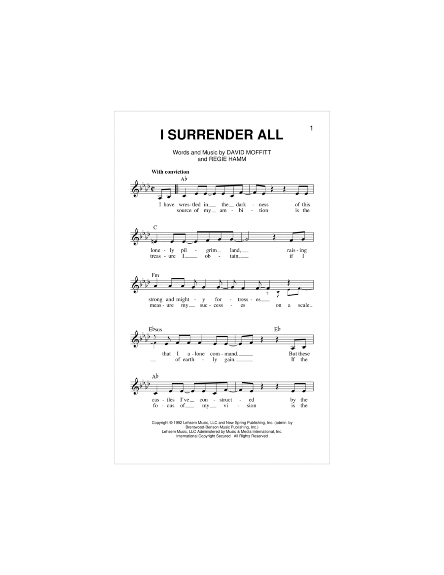 I Surrender All Piano scores gallery preview page 1