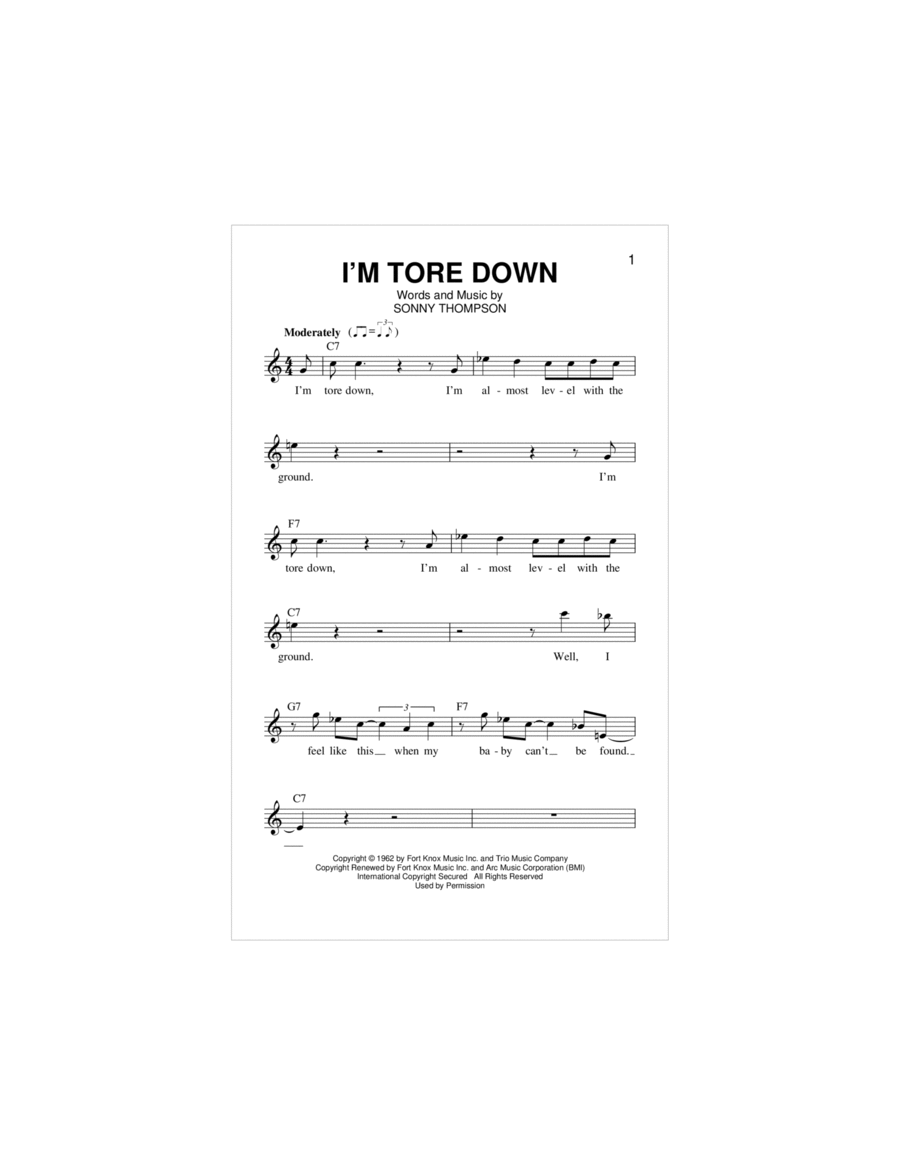 I'm Tore Down Electric Guitar scores gallery preview page 1