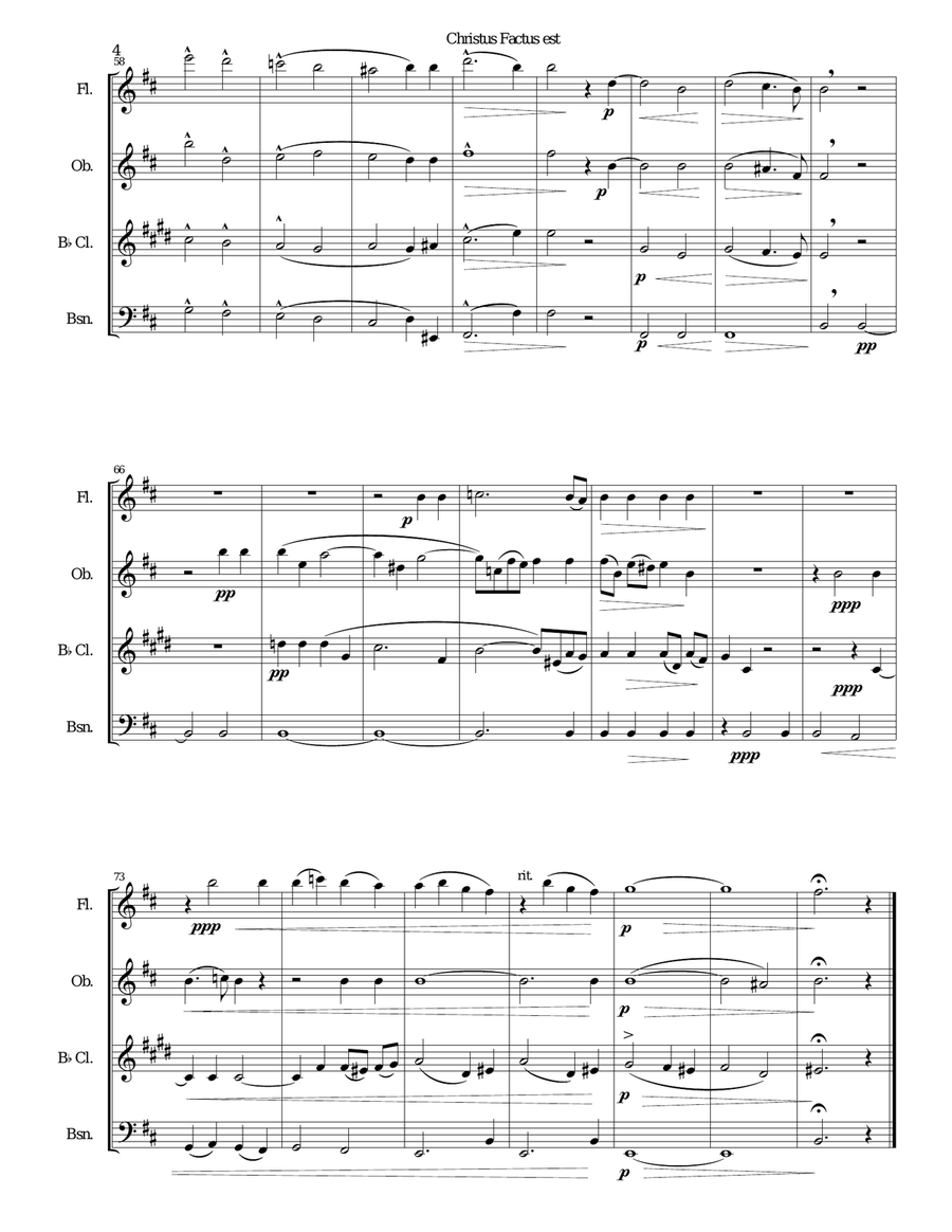 Christus factus est for wind quartet Woodwind Quartet scores gallery preview page 4