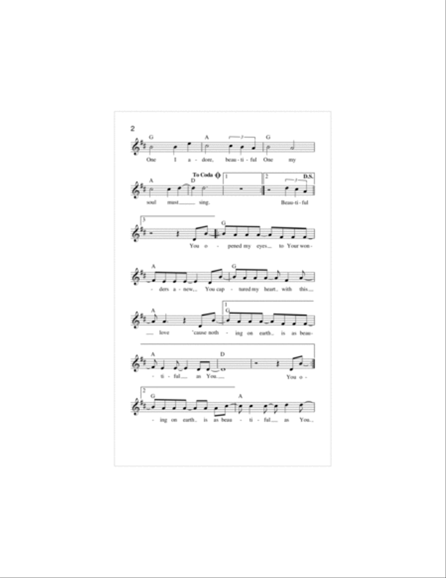 Beautiful One Piano scores gallery preview page 2