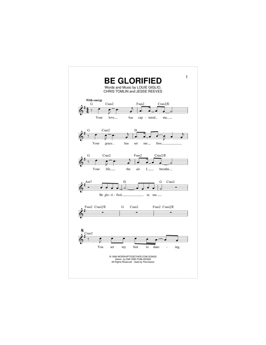 Be Glorified Piano scores gallery preview page 1