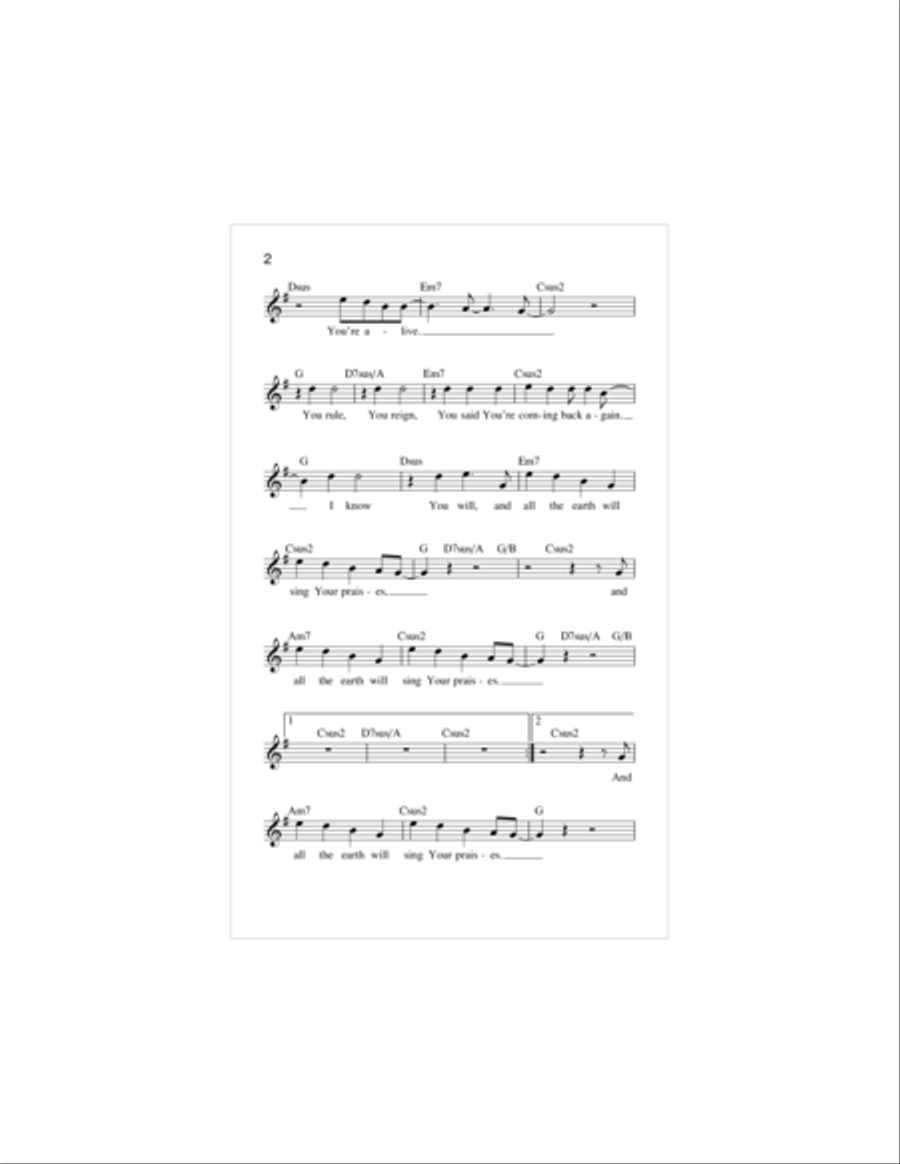 All The Earth Will Sing Your Praises Piano scores gallery preview page 2