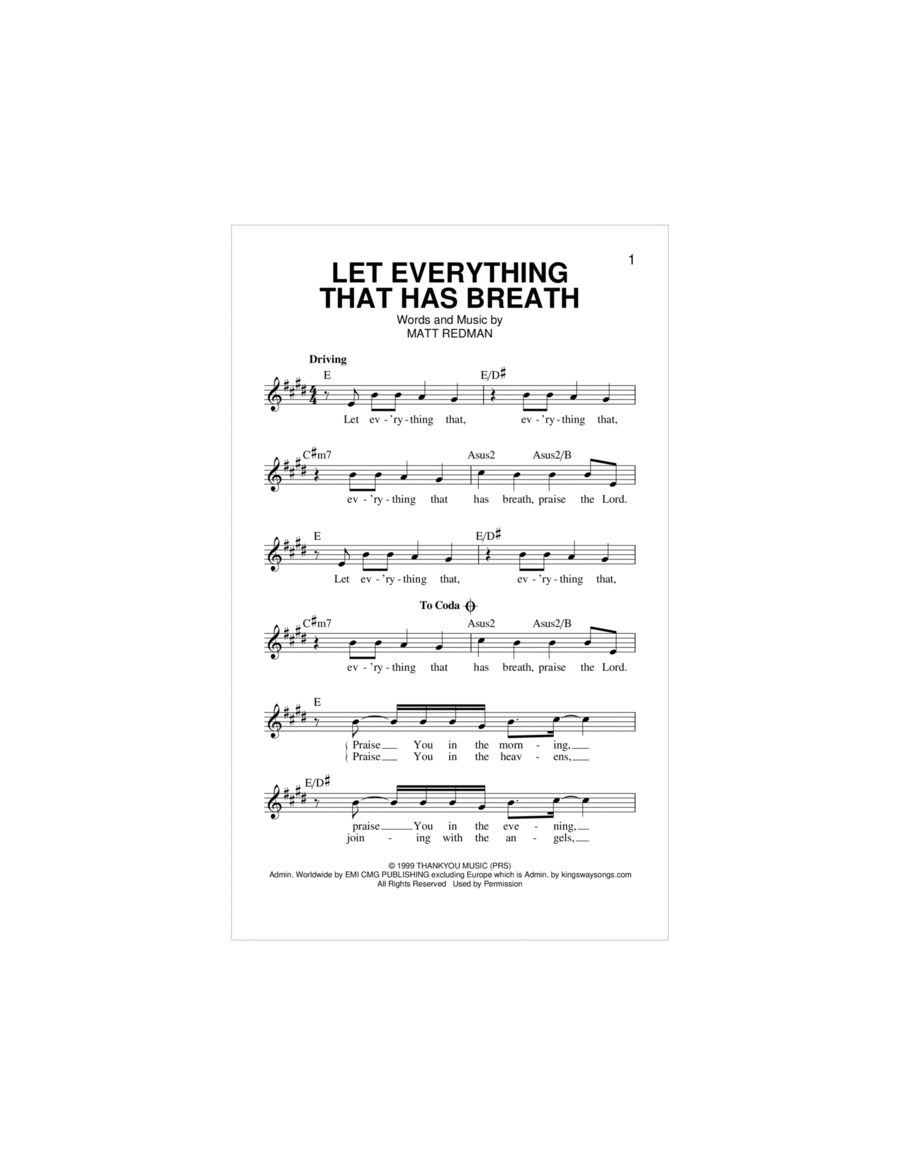 Let Everything That Has Breath Piano scores gallery preview page 1