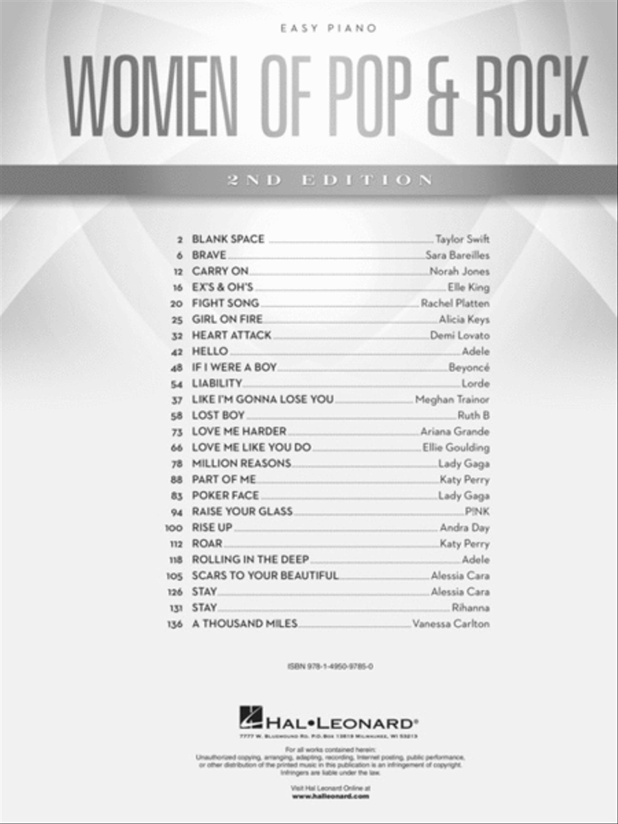Women of Pop & Rock – 2nd Edition Easy Piano scores gallery preview page 2