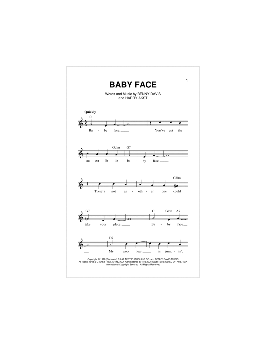 Baby Face Piano scores gallery preview page 1