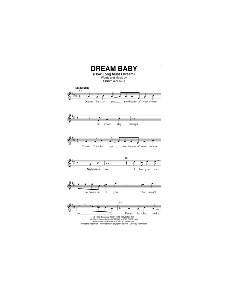 Dream Baby (How Long Must I Dream) Piano scores gallery preview page 1