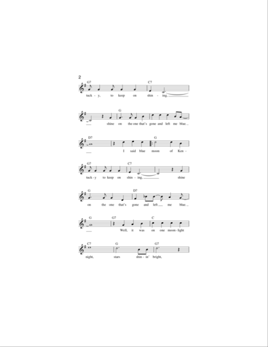 Blue Moon Of Kentucky Piano scores gallery preview page 2