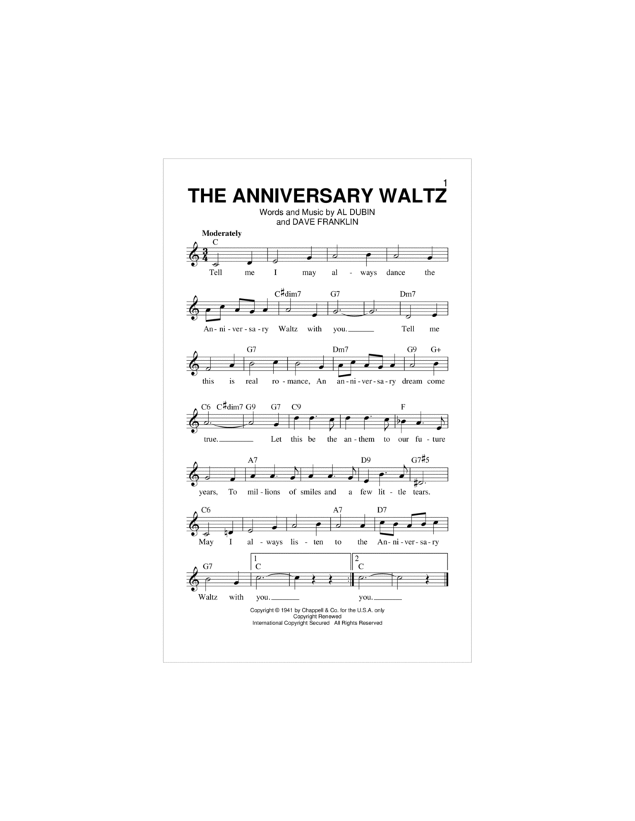 The Anniversary Waltz Piano scores gallery preview page 1