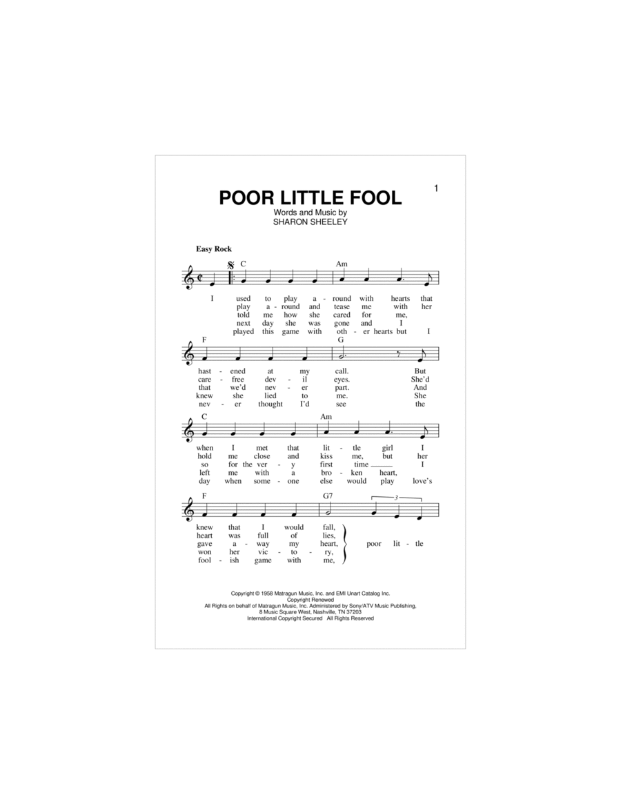 Poor Little Fool Piano scores gallery preview page 1