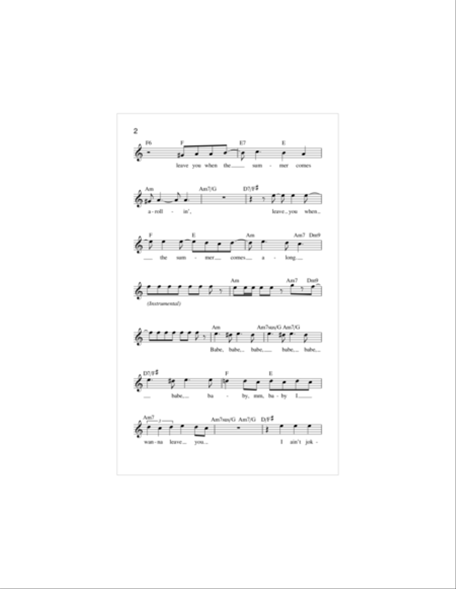 Babe, I'm Gonna Leave You Piano scores gallery preview page 2