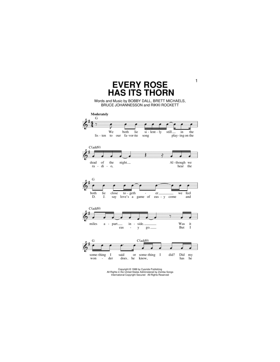 Every Rose Has Its Thorn Piano scores gallery preview page 1