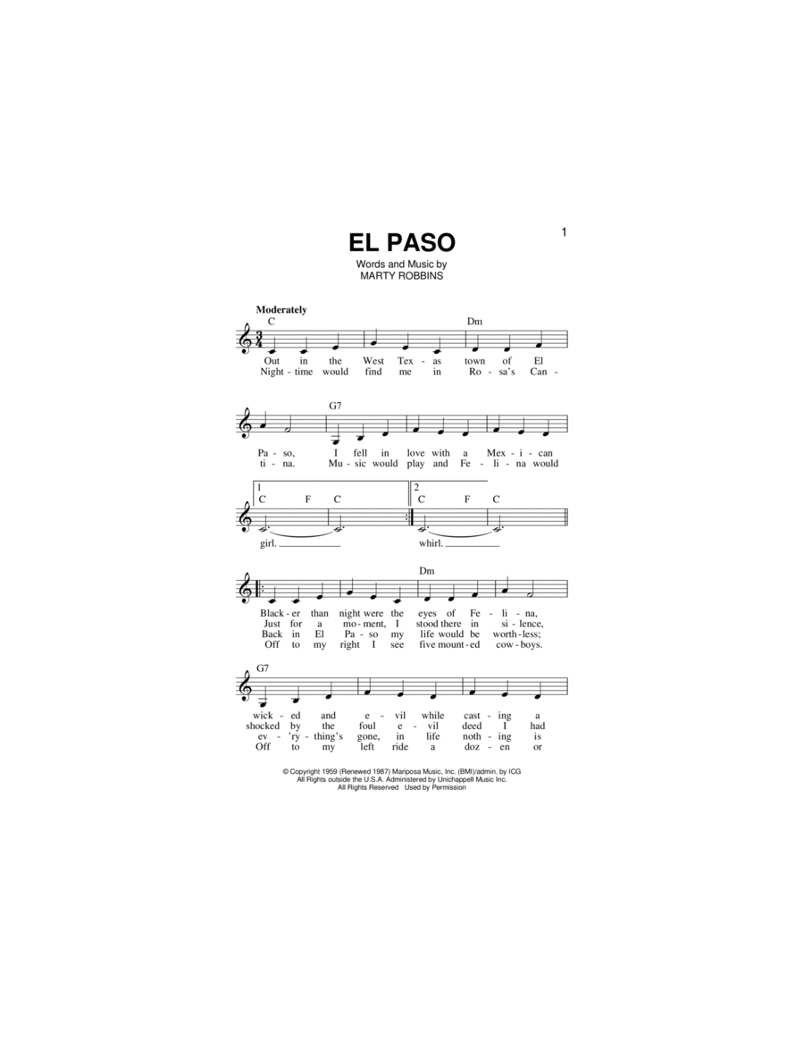 El Paso Piano scores gallery preview page 1