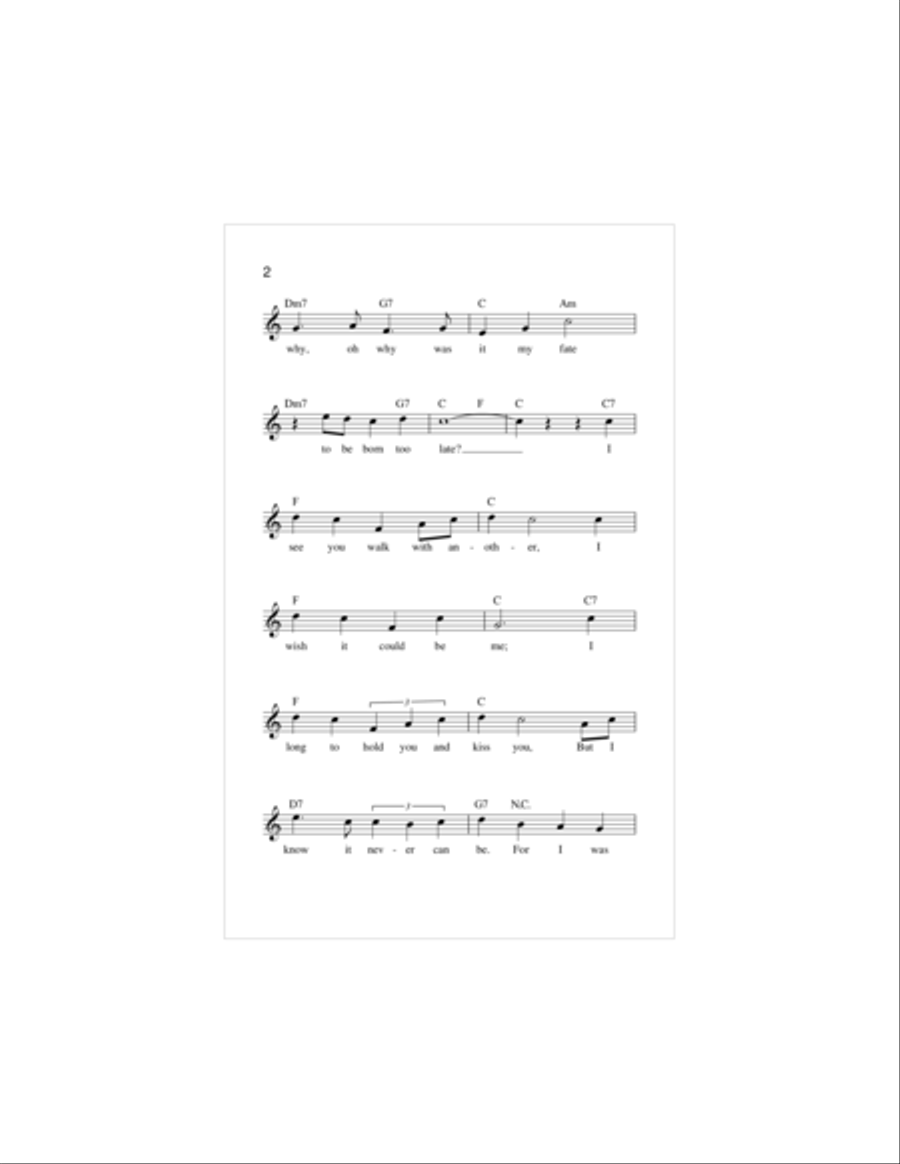 Born Too Late Piano scores gallery preview page 2