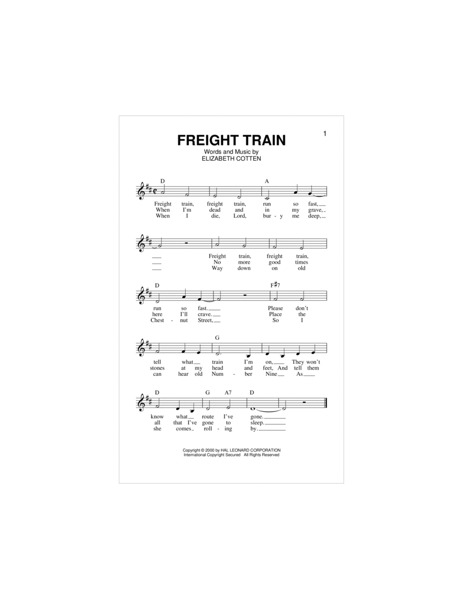 Freight Train Piano scores gallery preview page 1