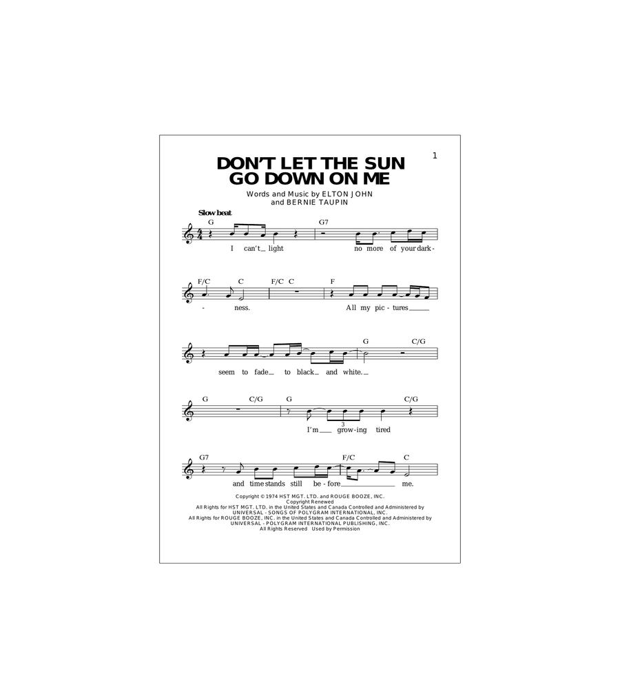 Don't Let The Sun Go Down On Me Acoustic Guitar scores gallery preview page 1
