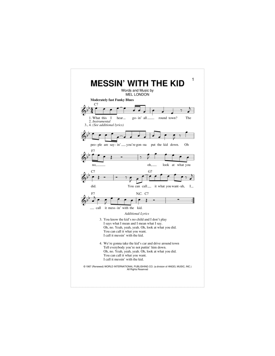 Messin' With The Kid Electric Guitar scores gallery preview page 1