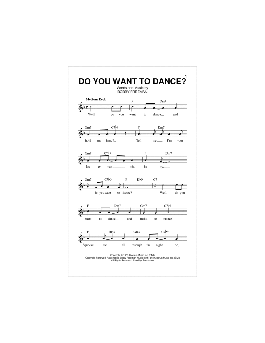 Do You Want To Dance? Piano scores gallery preview page 1