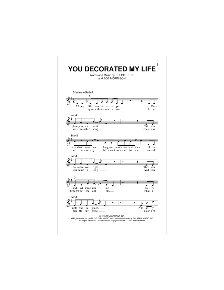 You Decorated My Life Piano scores gallery preview page 1