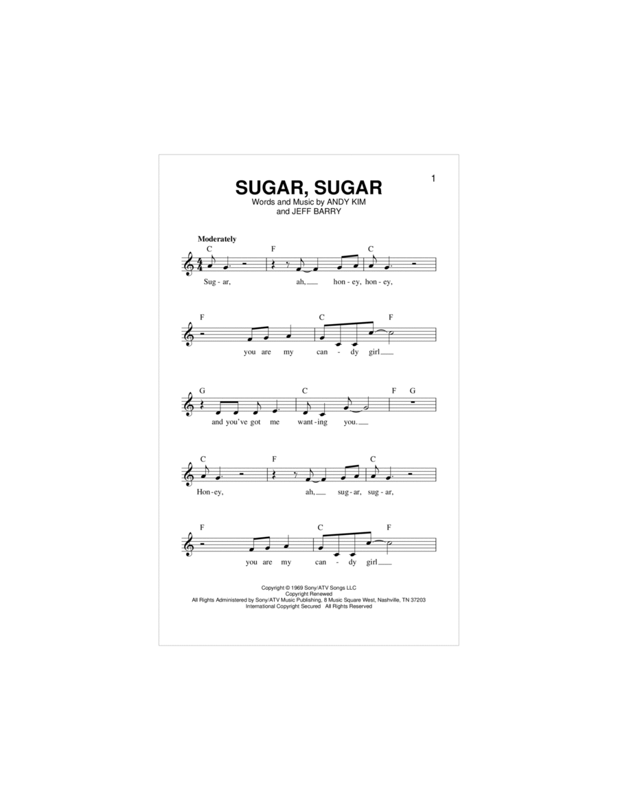 Sugar, Sugar Piano scores gallery preview page 1