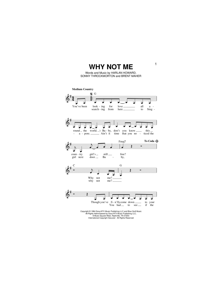 Why Not Me Piano scores gallery preview page 1
