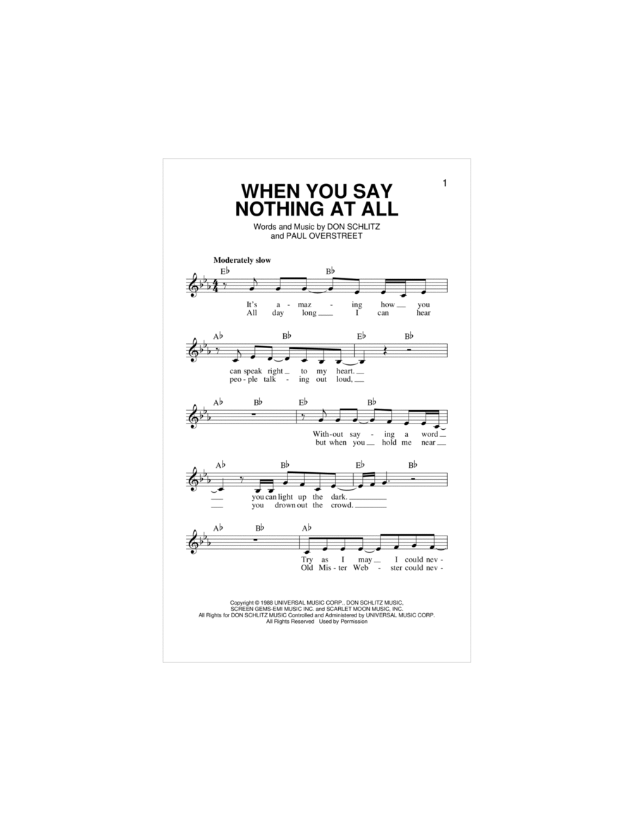 When You Say Nothing At All Piano scores gallery preview page 1