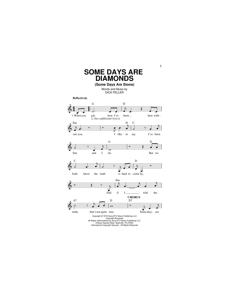 Some Days Are Diamonds (Some Days Are Stone) Piano scores gallery preview page 1