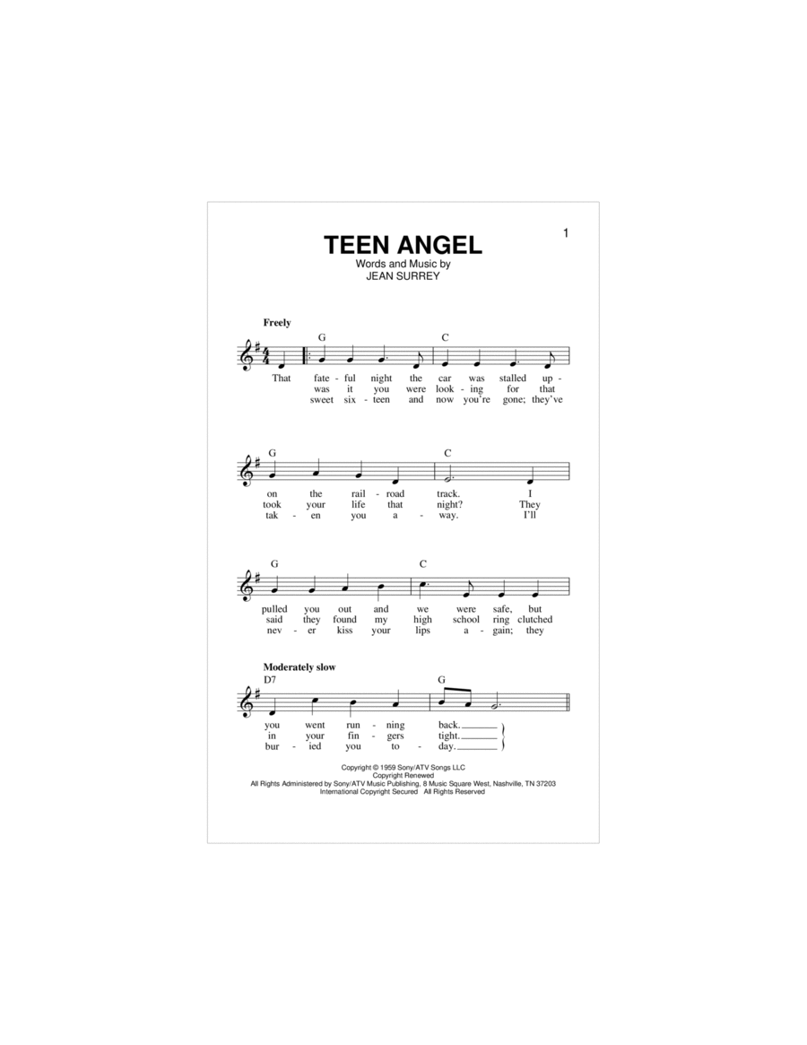 Teen Angel Piano scores gallery preview page 1