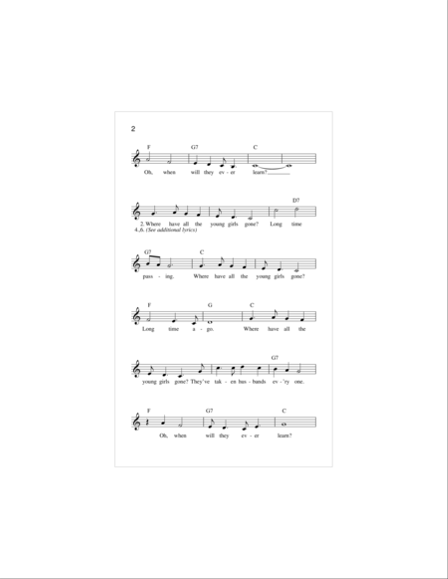 Where Have All The Flowers Gone? Piano scores gallery preview page 2