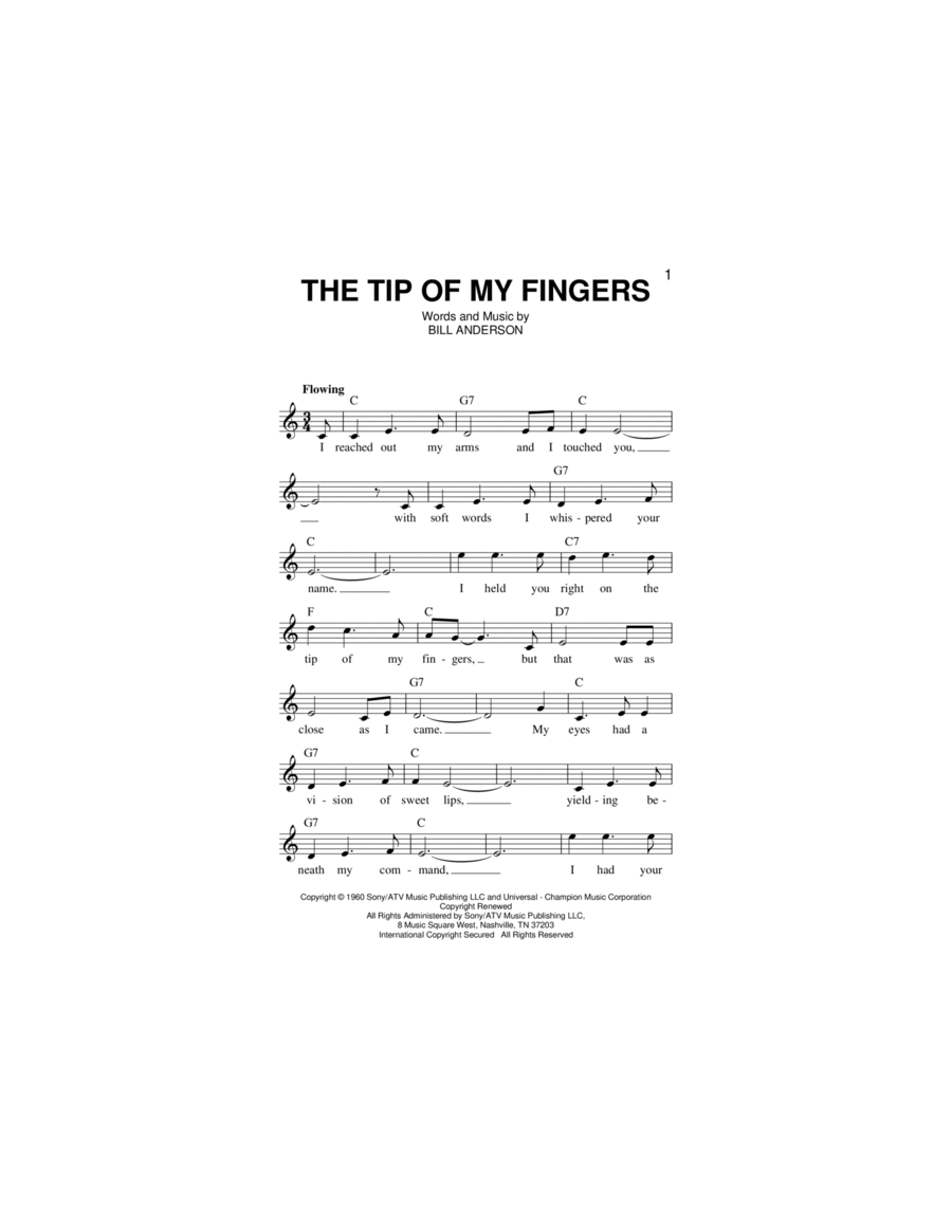 The Tip Of My Fingers Piano scores gallery preview page 1