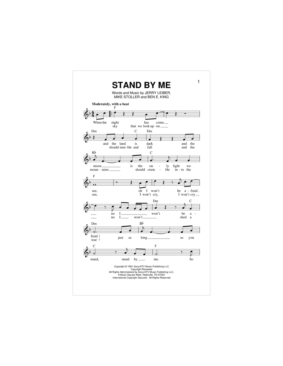 Stand By Me Piano scores gallery preview page 1