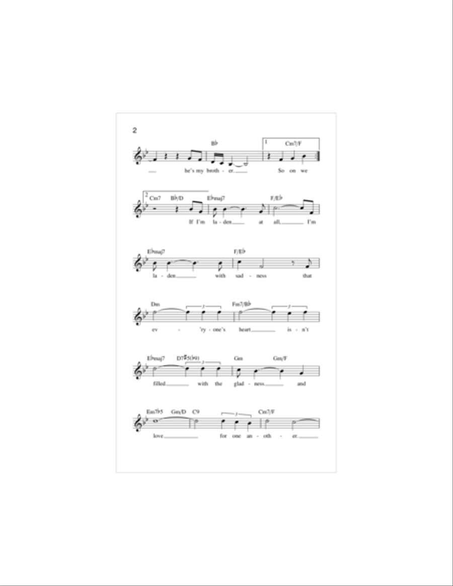 He Ain't Heavy, He's My Brother Piano scores gallery preview page 2