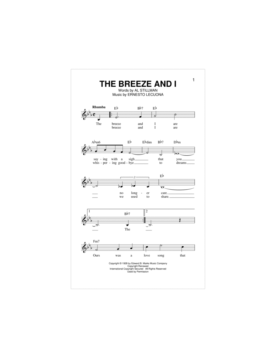The Breeze And I Piano scores gallery preview page 1