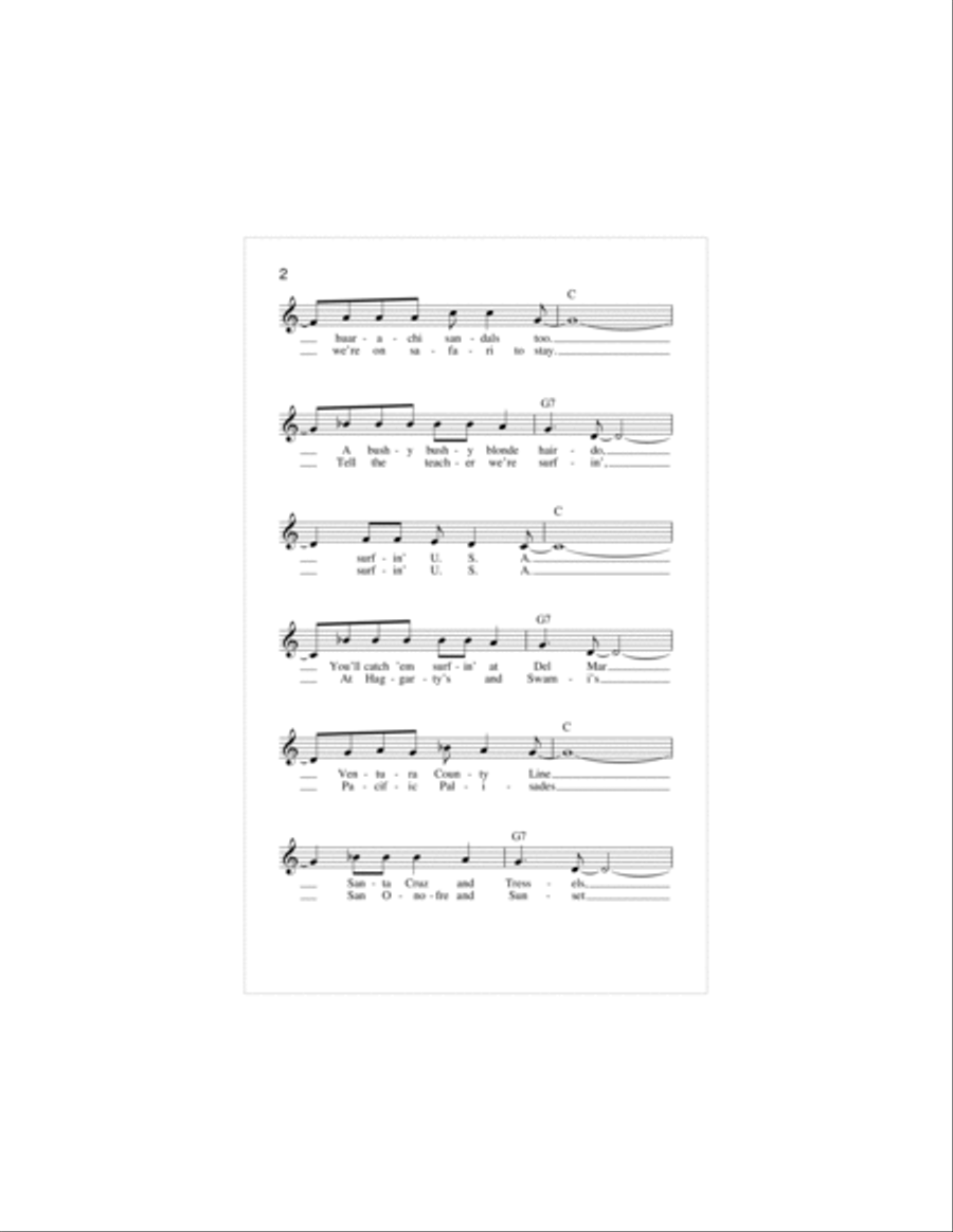 Surfin' U.S.A. Piano scores gallery preview page 2