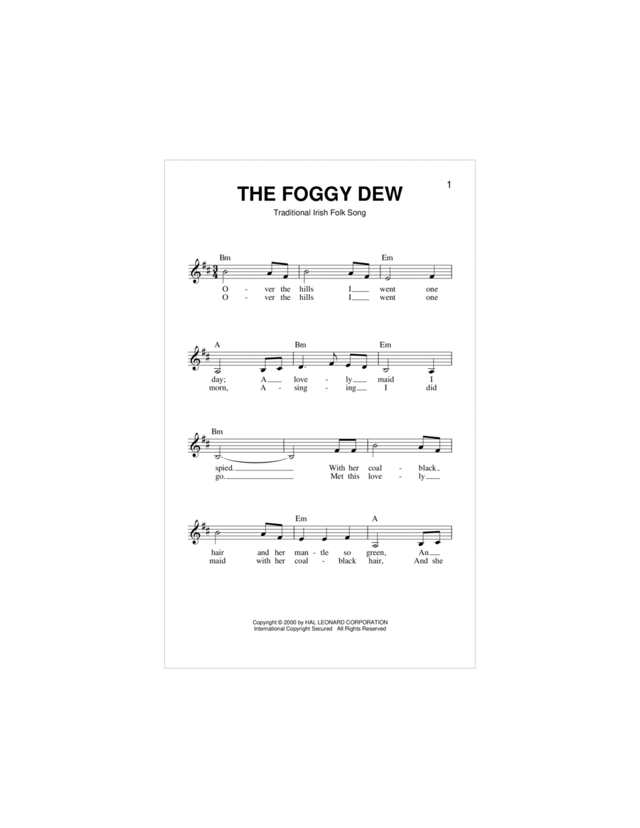 The Foggy Dew Piano scores gallery preview page 1