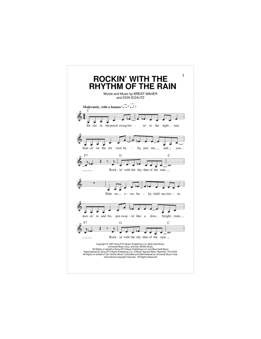 Rockin' With The Rhythm Of The Rain Piano scores gallery preview page 1