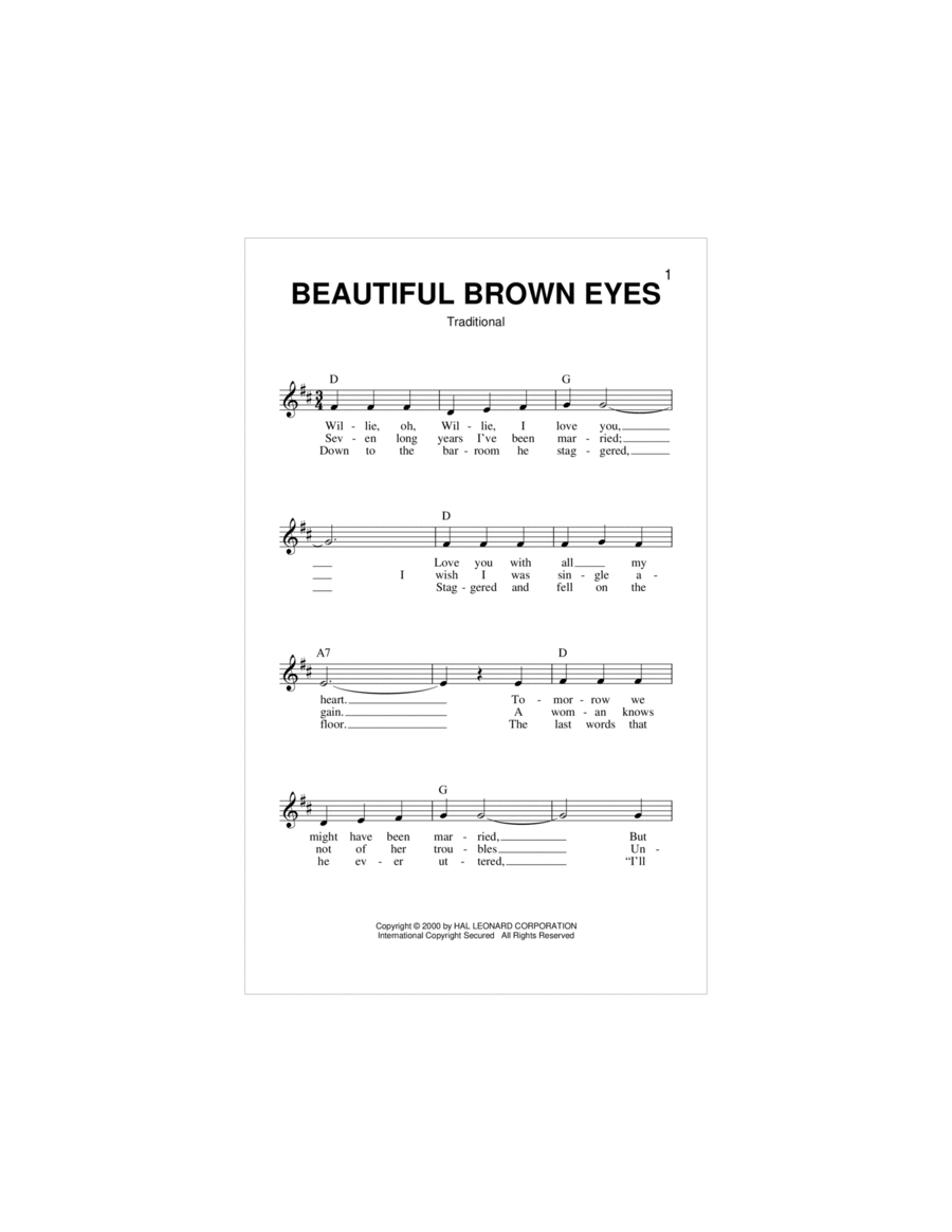 Beautiful Brown Eyes Piano scores gallery preview page 1