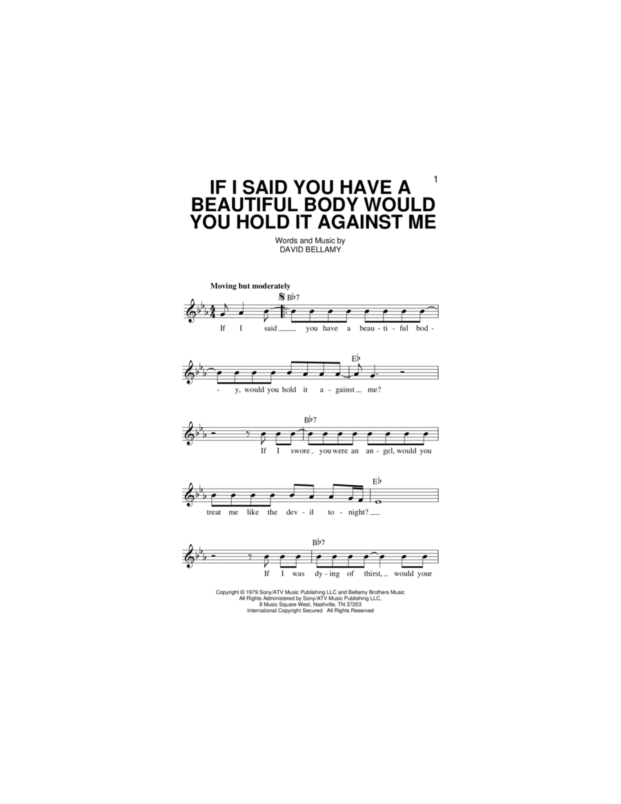 If I Said You Have A Beautiful Body Would You Hold It Against Me Piano scores gallery preview page 1