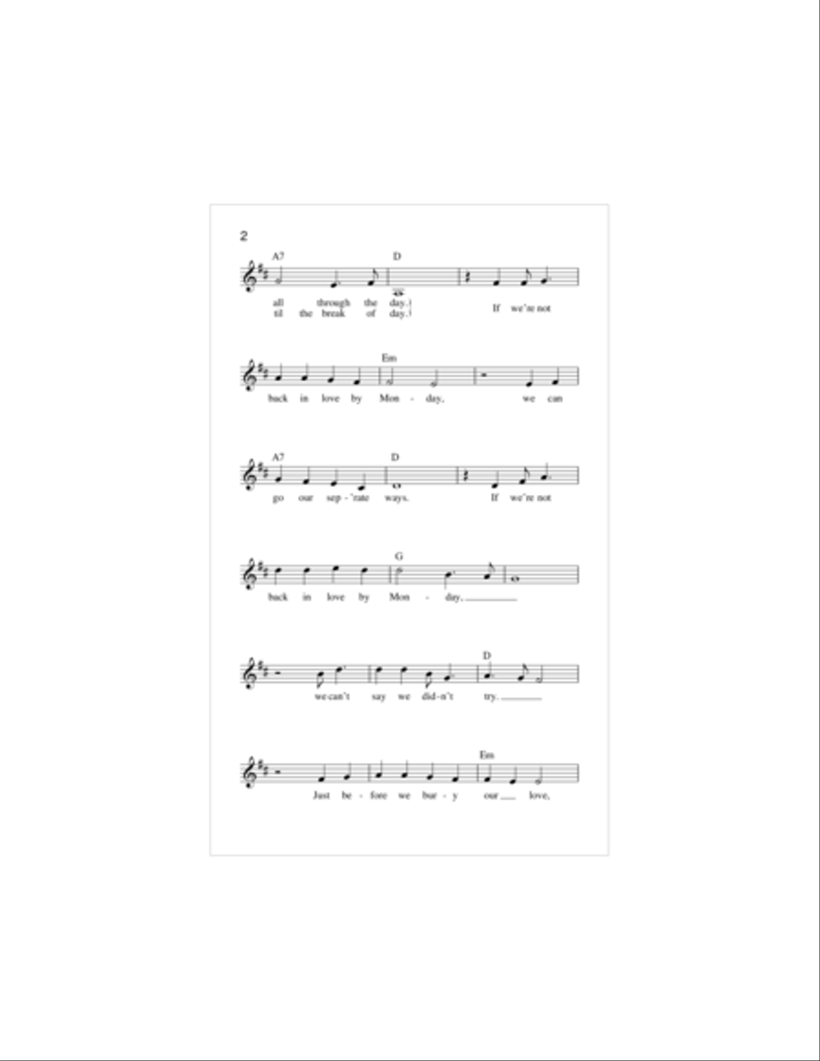 If We're Not Back In Love By Monday Piano scores gallery preview page 2